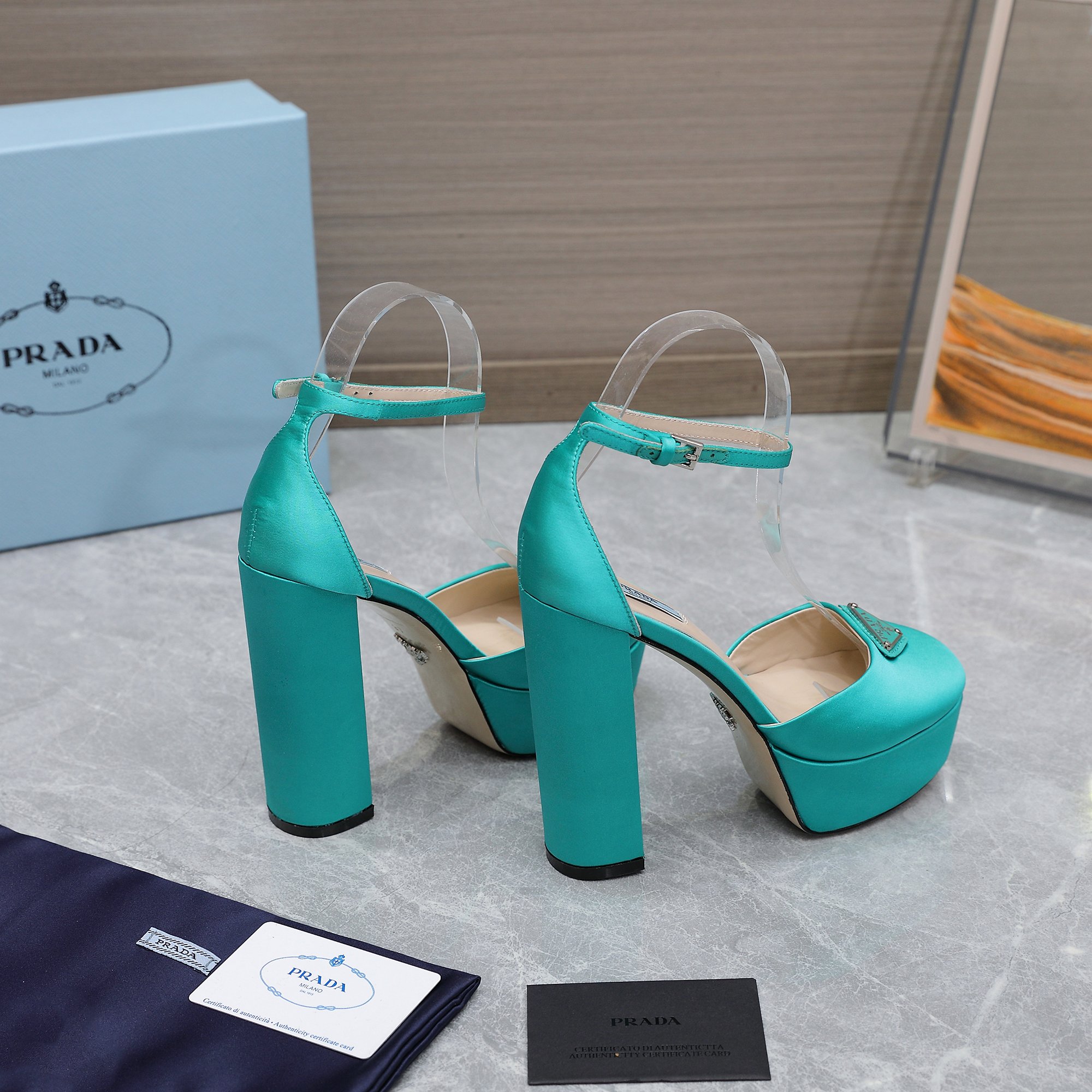 Prada Women's Silk Platform Heel Sandals Ankle Strap Shoes 5 a1669999097028 1550