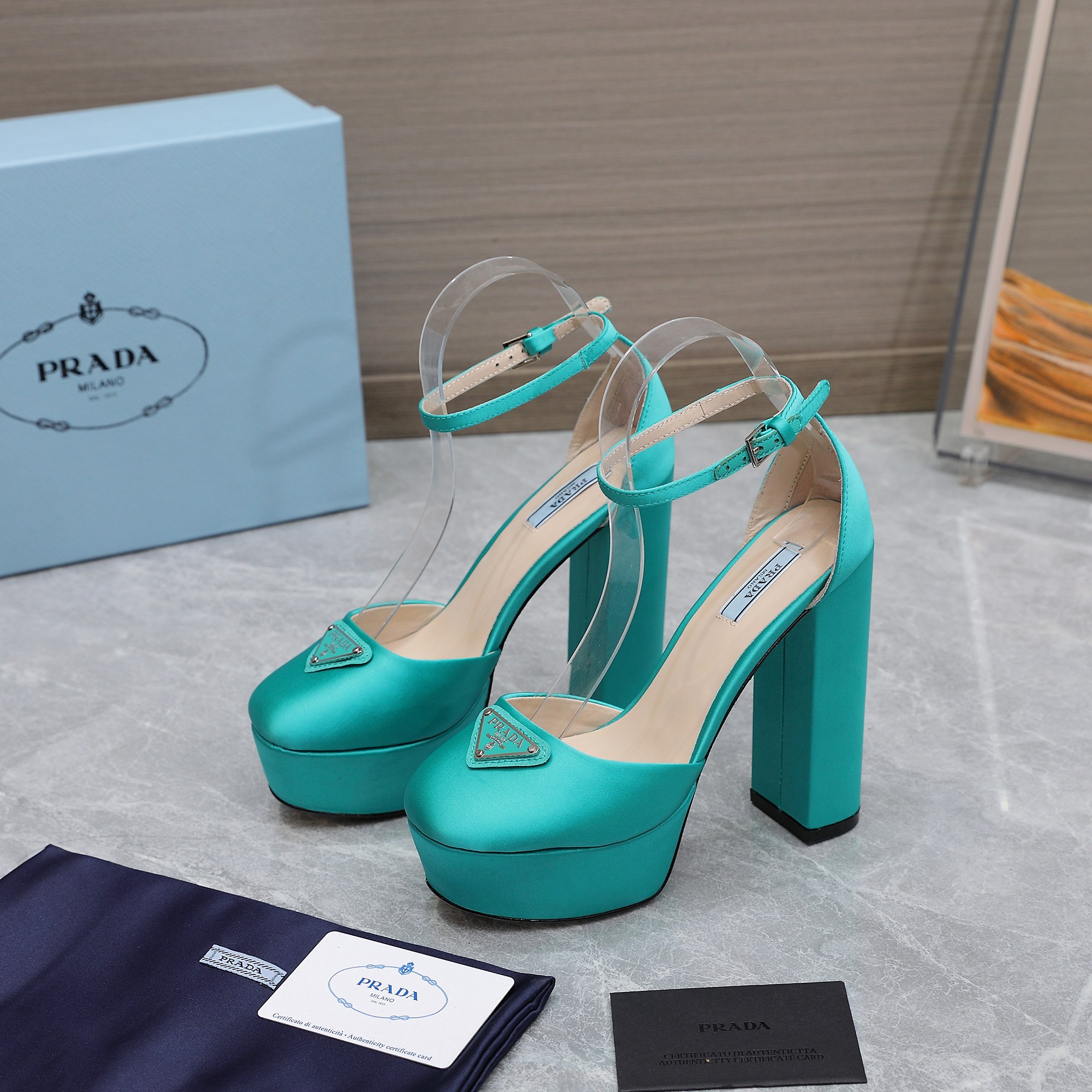 Prada Women's Silk Platform Heel Sandals Ankle Strap Shoes 3 a1669999097685 4358