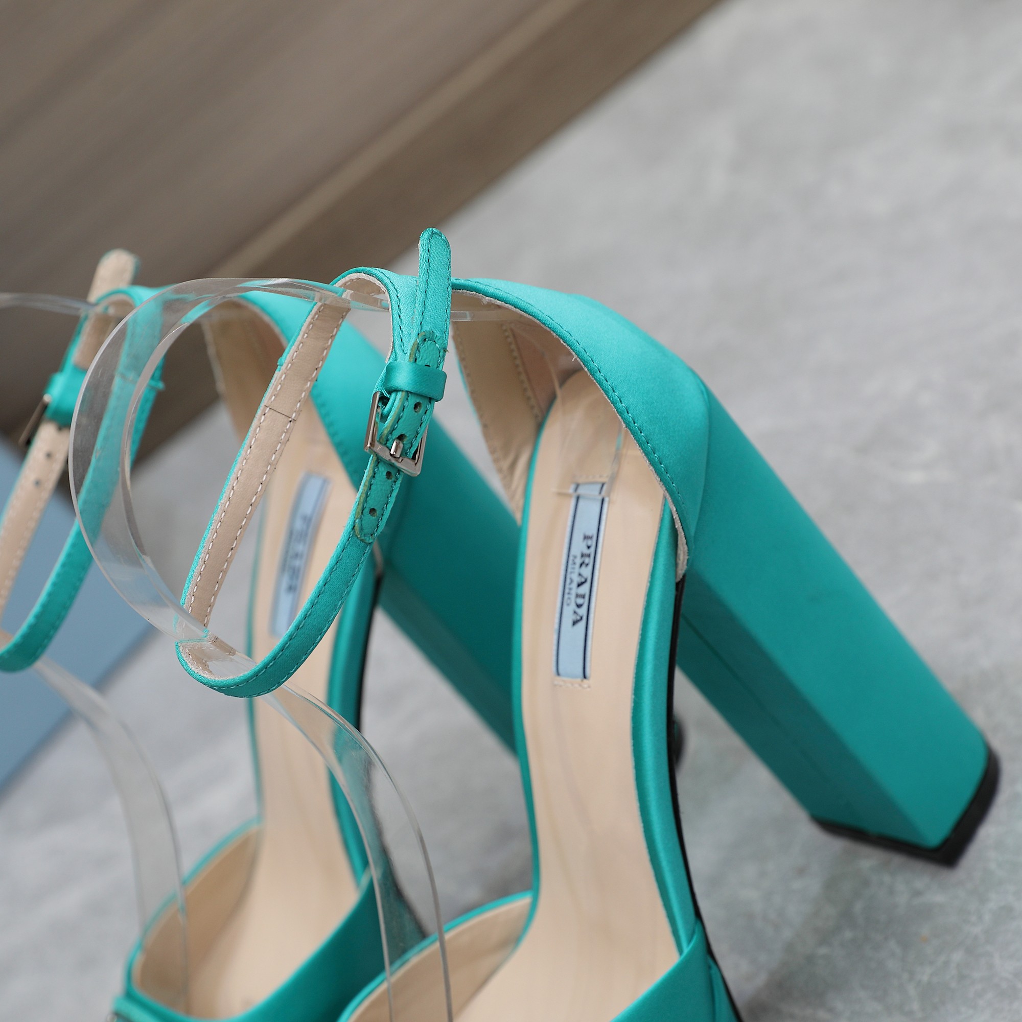 Prada Women's Silk Platform Heel Sandals Ankle Strap Shoes 8 a1669999097935 4536