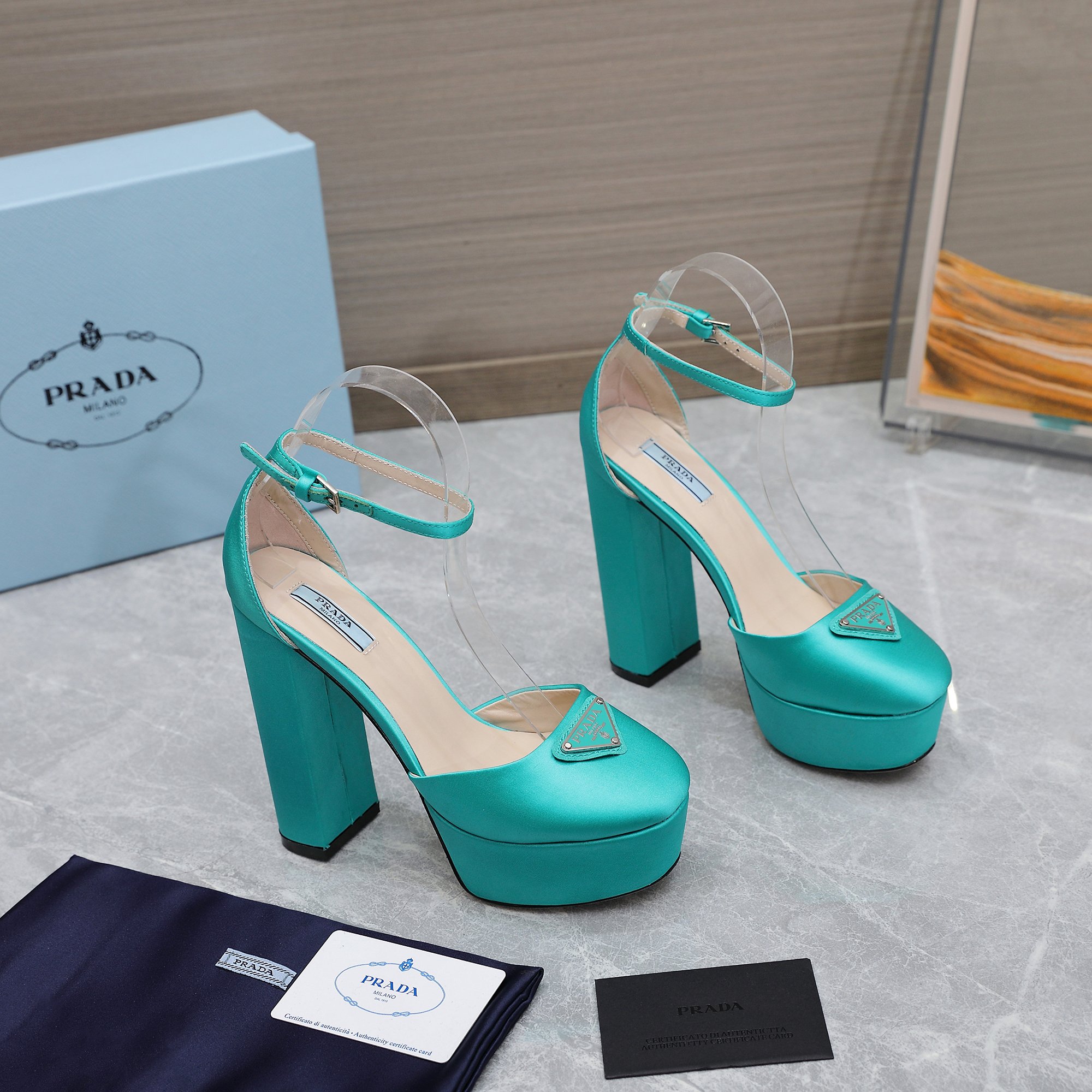 Prada Women's Silk Platform Heel Sandals Ankle Strap Shoes 9 a1669999098391 6777
