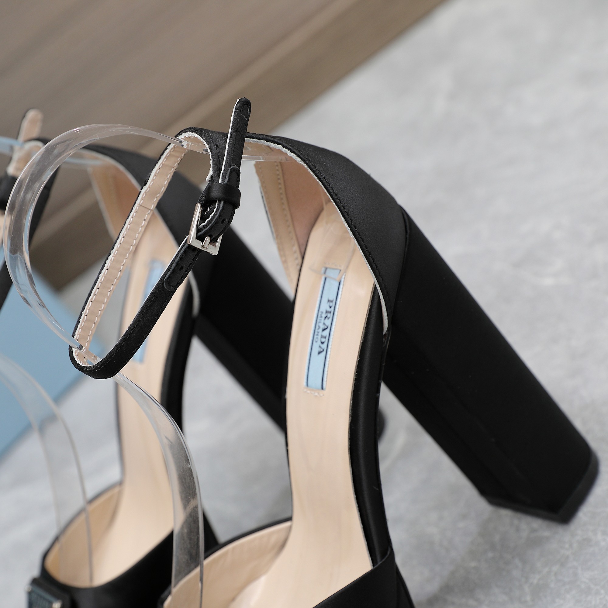 Prada Women's Black Silk Platform Heel Sandals Ankle Strap, Size 35-40 9 a1669999144852 1774