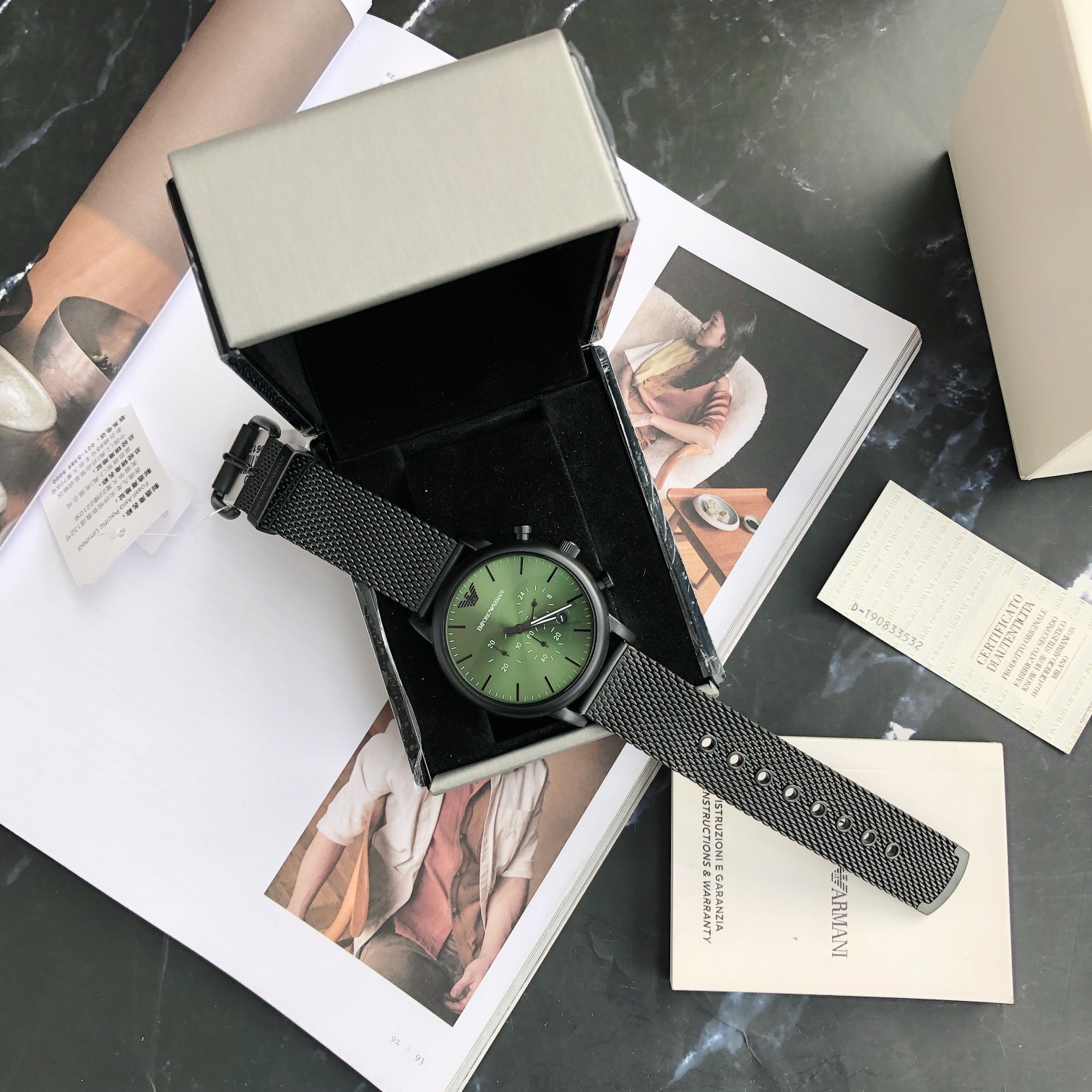 Nuevo reloj Emporio Armani original, reloj informal de negocios con cronógrafo multifunción de tres ojos para hombre, c…