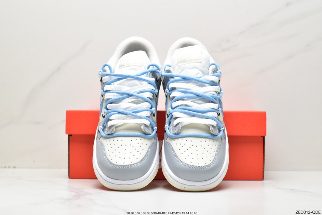 260 Nike SB Dunk Low 白灰蓝解构抽绳鞋带 DJ6188-100