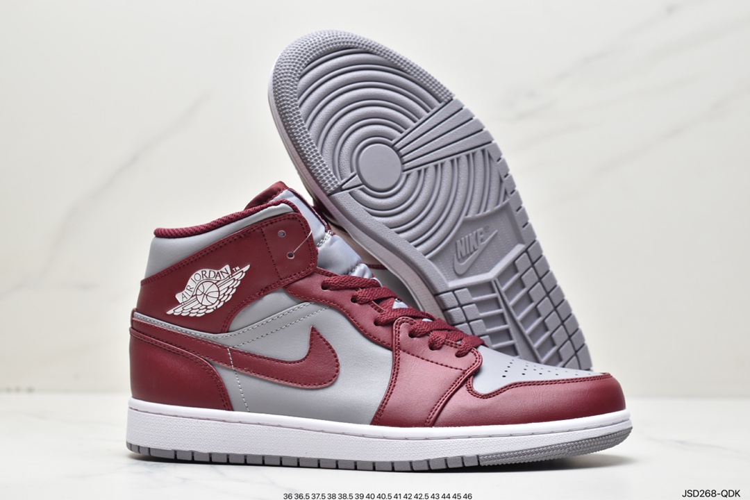 200 耐克Nike Air Jordan 1 Mid”Tan/Red beans”AJ1乔丹一代中帮篮球鞋DQ8426-615