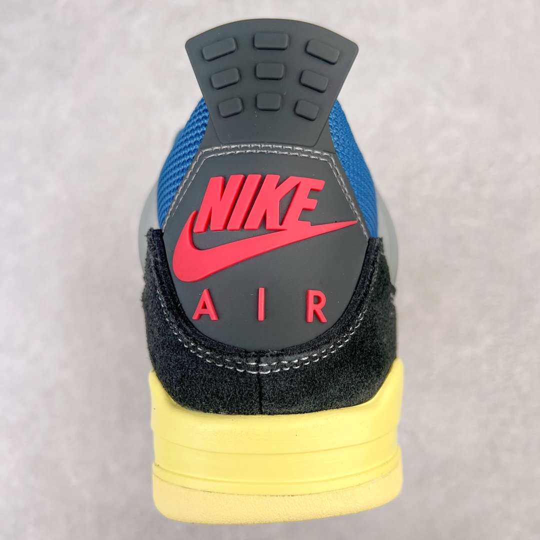 图片[8]-＃K版纯原 Union x Air Jordan AJ4 Retro \\\”Off Noir\\\” UN联名黑蓝 DC9533-001 全新升级改良 原鞋原楦原纸板同源开发 完美呈现乔4的版型 内侧正确双色网格 还原细节 原厂皮料 正确气垫颜色 正确网格工艺 正确拉帮工艺 全鞋原装材料制作 原档案原模具打造 支持全方位与正品对比 尺码：40 40.5 41 42 42.5 43 44 44.5 45 46 47.5-选品中心