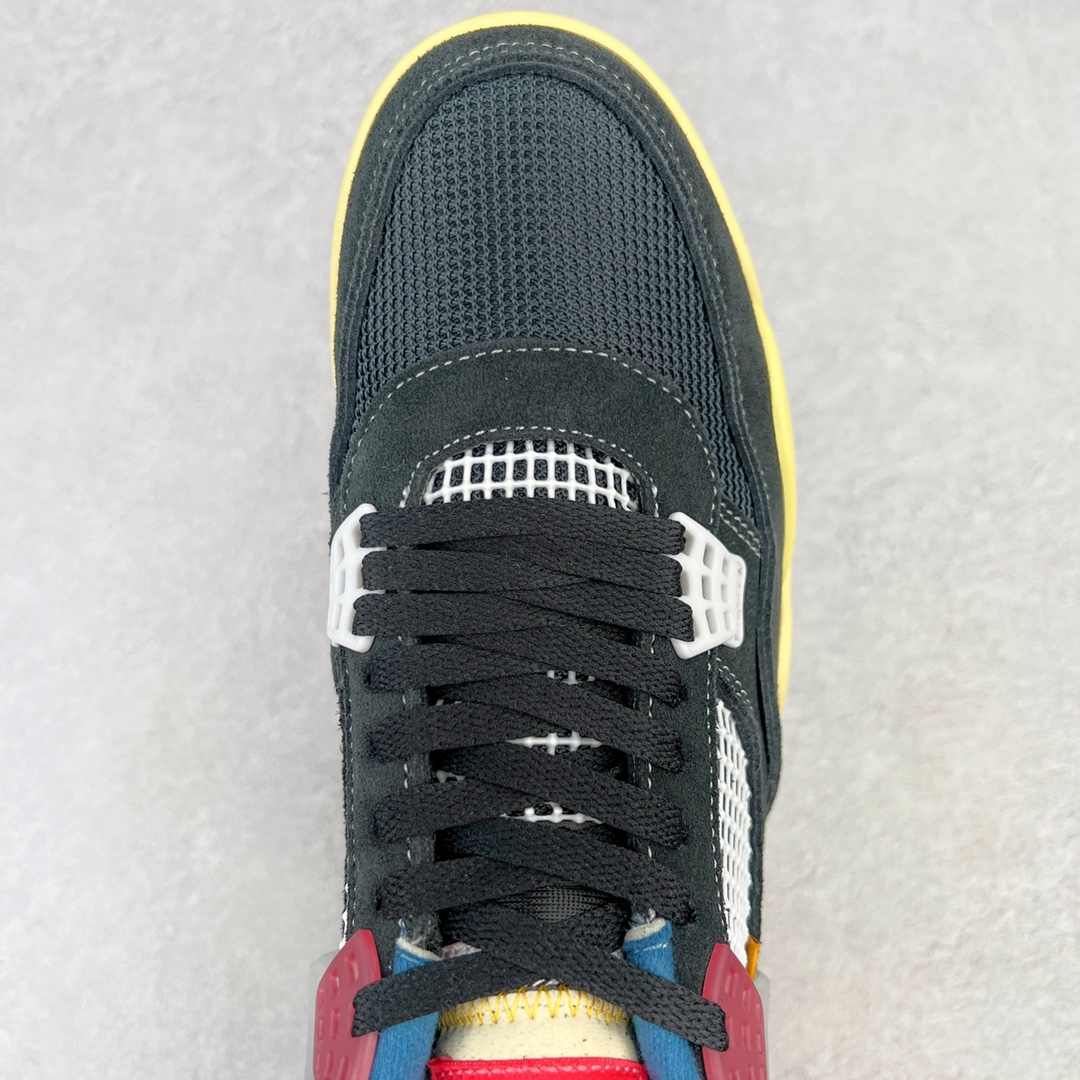 图片[4]-＃K版纯原 Union x Air Jordan AJ4 Retro \\\”Off Noir\\\” UN联名黑蓝 DC9533-001 全新升级改良 原鞋原楦原纸板同源开发 完美呈现乔4的版型 内侧正确双色网格 还原细节 原厂皮料 正确气垫颜色 正确网格工艺 正确拉帮工艺 全鞋原装材料制作 原档案原模具打造 支持全方位与正品对比 尺码：40 40.5 41 42 42.5 43 44 44.5 45 46 47.5-选品中心
