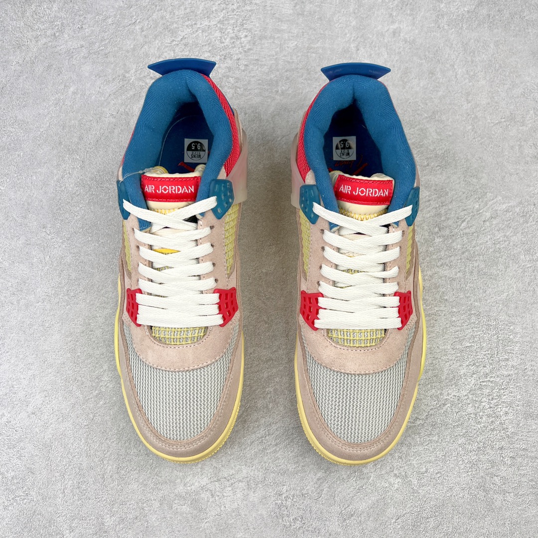 图片[2]-＃K版纯原 Union LA x Air Jordan AJ4 Retro SP\\\”Off Noir\\\” UN联名粉红蓝 DC9533-800 全新升级改良 原鞋原楦原纸板同源开发 完美呈现乔4的版型 内侧正确双色网格 还原细节 原厂皮料 正确气垫颜色 正确网格工艺 正确拉帮工艺 全鞋原装材料制作 原档案原模具打造 支持全方位与正品对比 尺码：40 40.5 41 42 42.5 43 44 44.5 45 46 47.5-选品中心