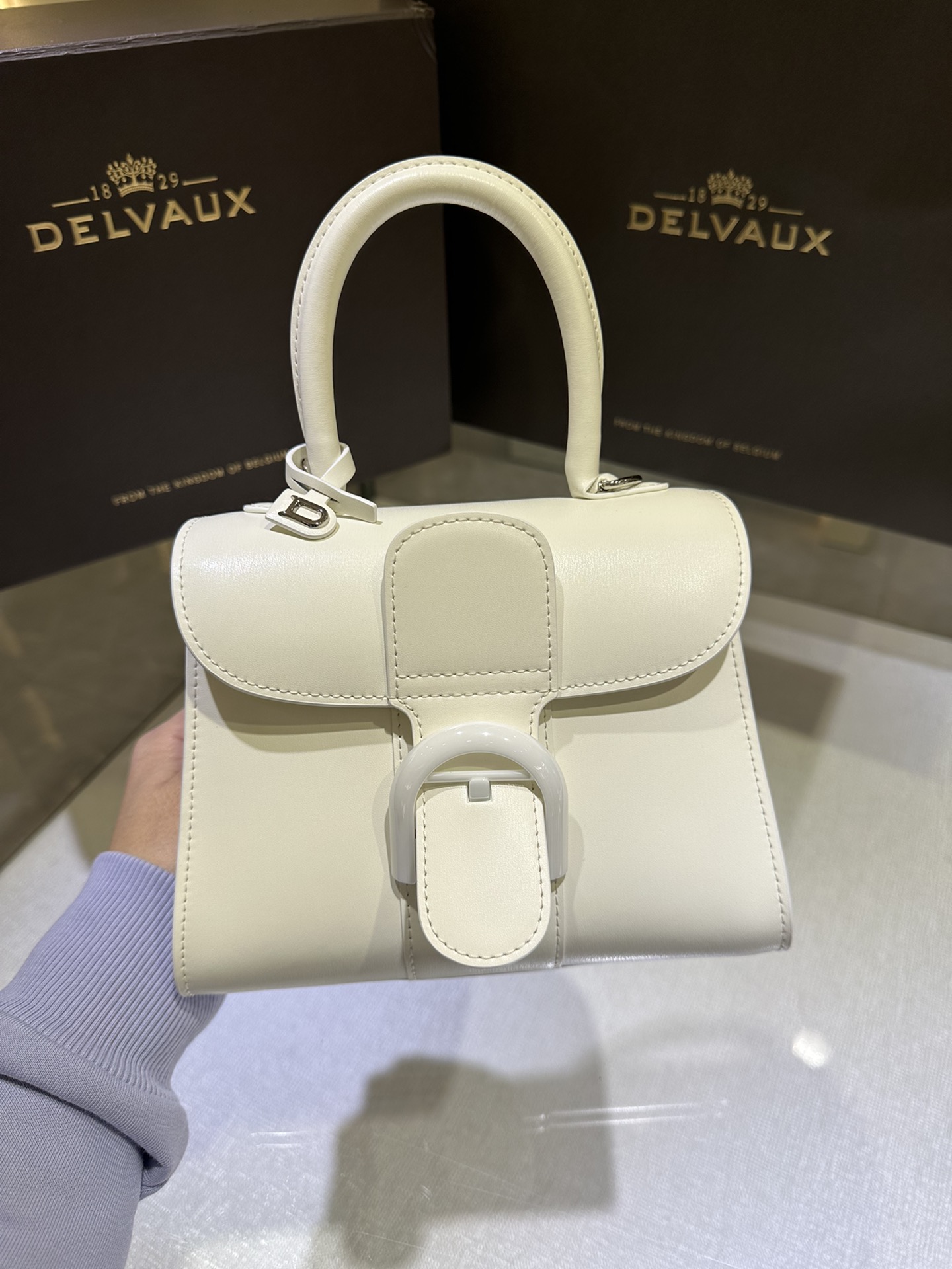 德尔沃box白雪公主比利时皇家御用品牌顶级原单Delvaux新版双环brillantbox皮现货️小羊皮