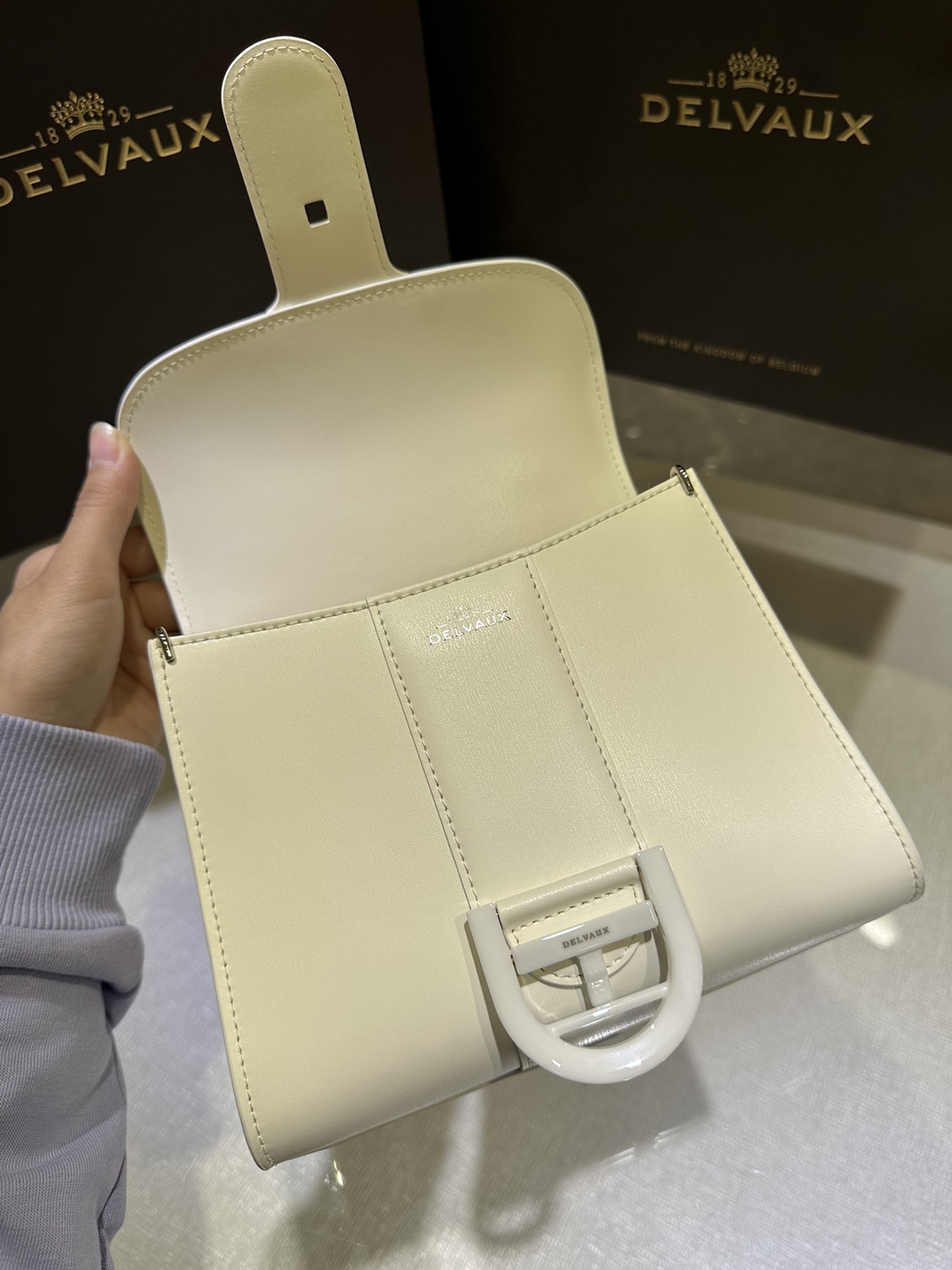 德尔沃box白雪公主比利时皇家御用品牌顶级原单Delvaux新版双环brillantbox皮现货️小羊皮