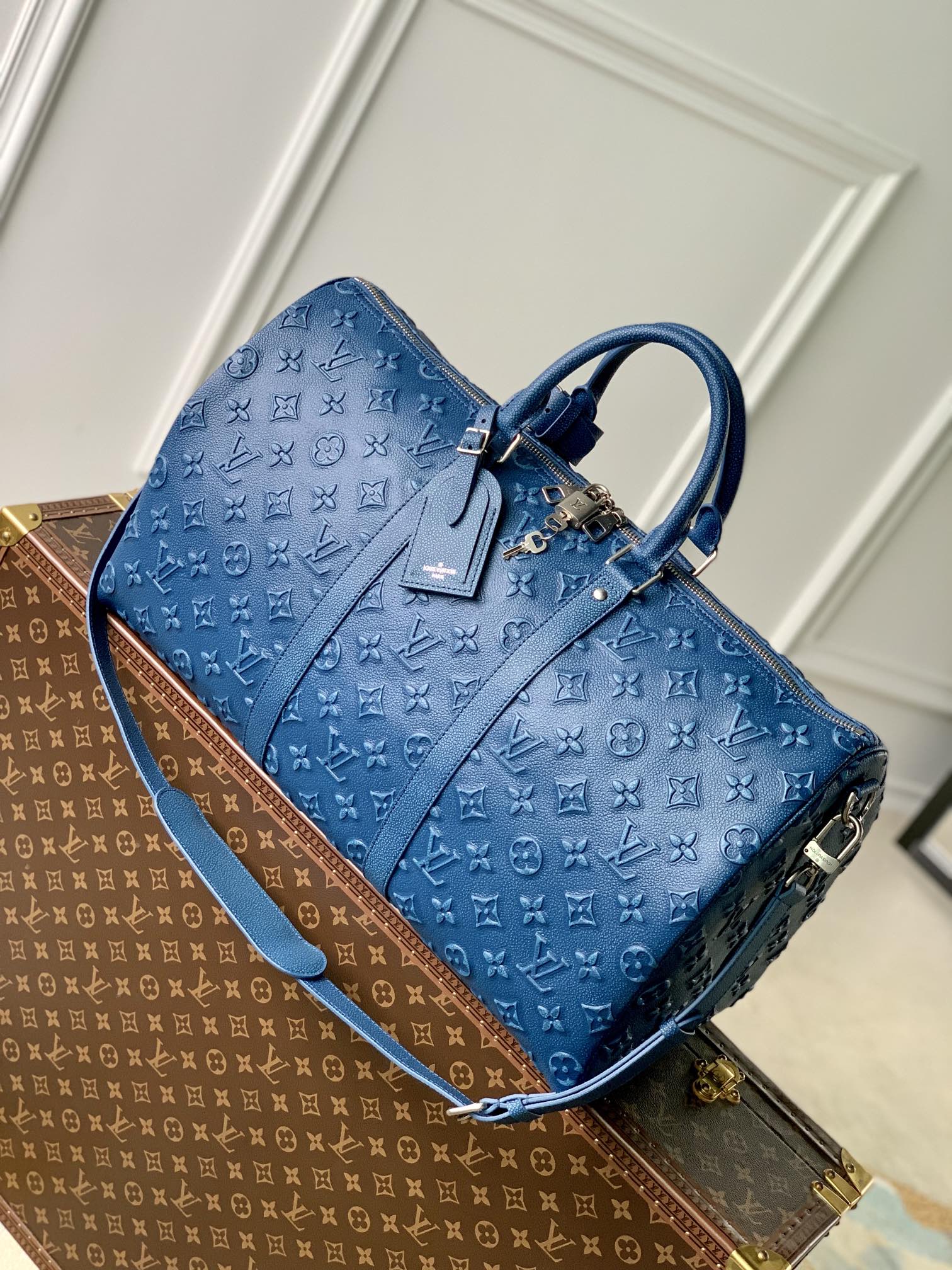 Online
 Louis Vuitton LV Keepall Travel Bags Blue Printing M21375