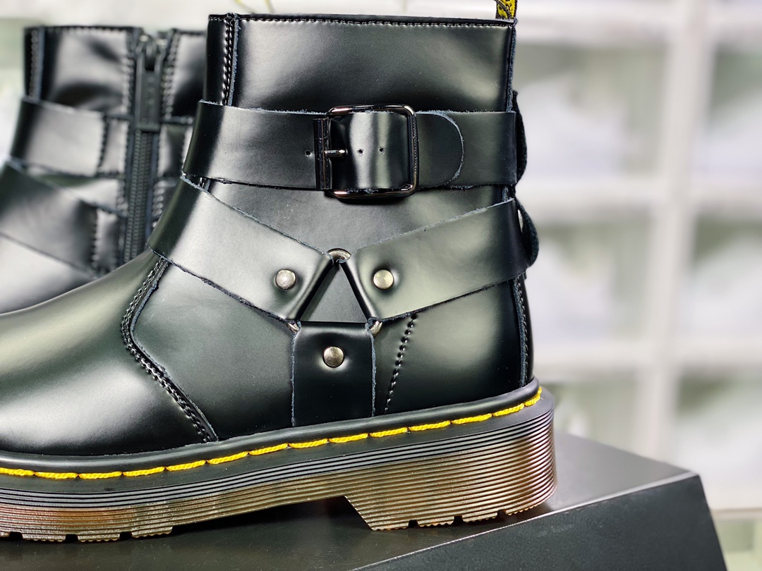 Dr. Martens Blake Boots Leather Strap Zip buckle side zipper high help British knight R11822206