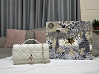Dior Clutches & Pouch Bags White Sheepskin Lady Chains
