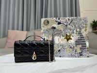 Dior Clutches & Pouch Bags Black Sheepskin Lady Chains