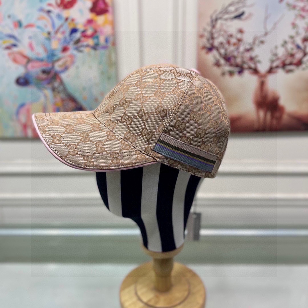 Gucci Classic Baseball Cap, Original Canvas and Leather, Adjustable Size