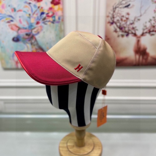 Hermes Baseball Cap Color Block H Logo Canvas & Leather Adjustable