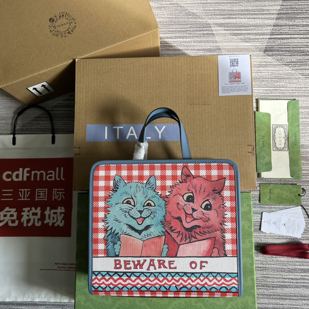 GUCCI Kids Cat Print Handbag Supreme Canvas