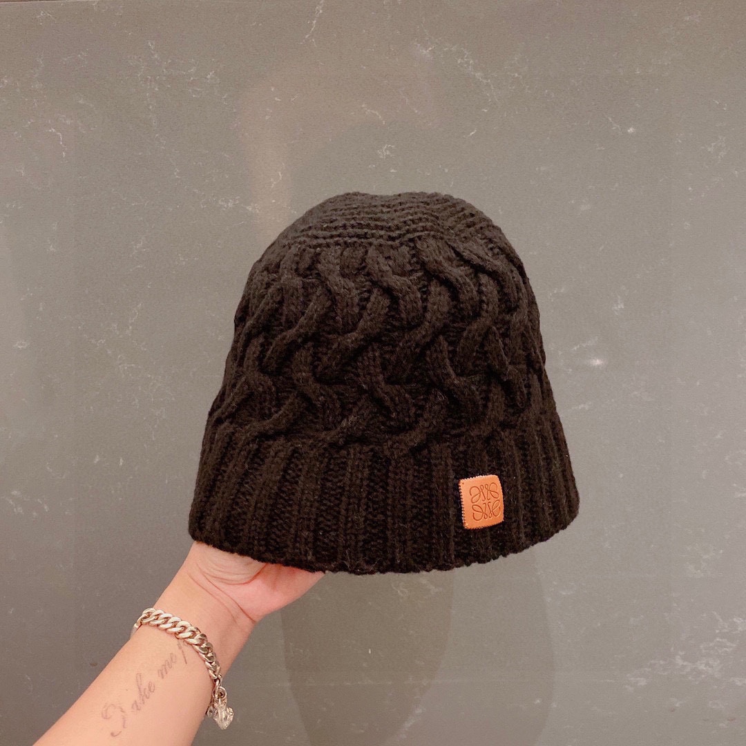 Loewe AAAAA+
 Hats Bucket Hat Knitted Hat Black Knitting Fall/Winter Collection
