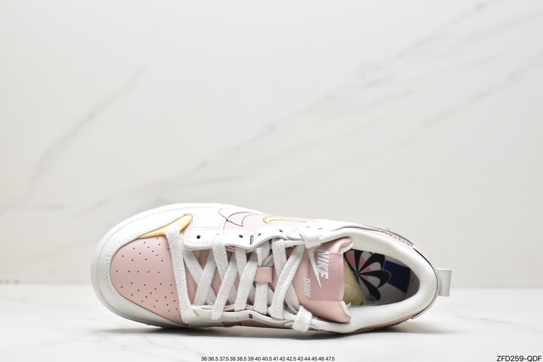280 Nike Wmns Dunk Low Disrupt 2”Pink Oxford”轻量扣篮破坏二代系列“浅粉白黄解构” DV4024-001