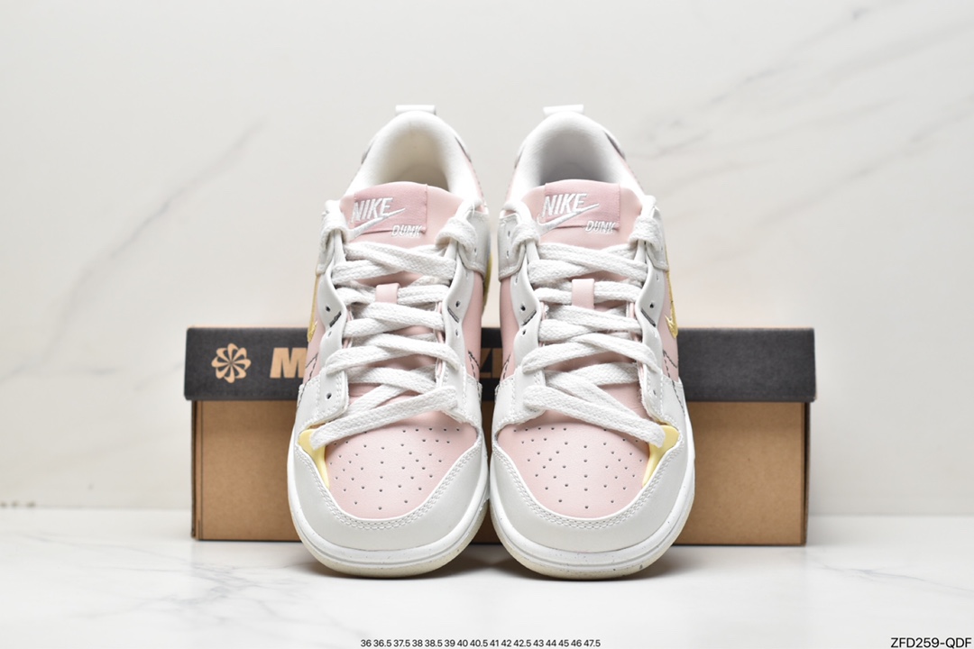 280 Nike Wmns Dunk Low Disrupt 2”Pink Oxford”轻量扣篮破坏二代系列“浅粉白黄解构” DV4024-001