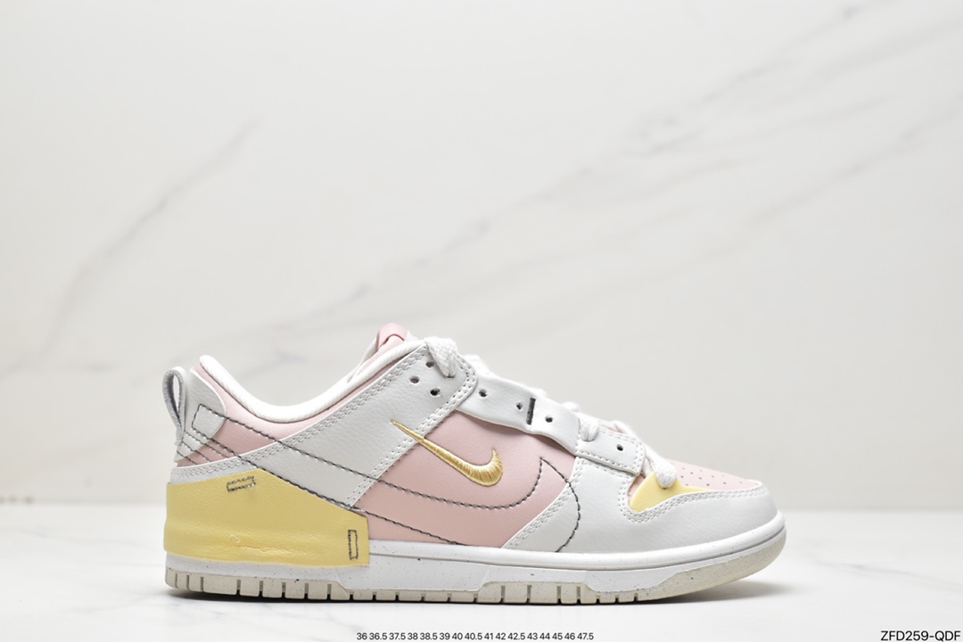 280 Nike Wmns Dunk Low Disrupt 2”Pink Oxford”轻量扣篮破坏二代系列“浅粉白黄解构” DV4024-001