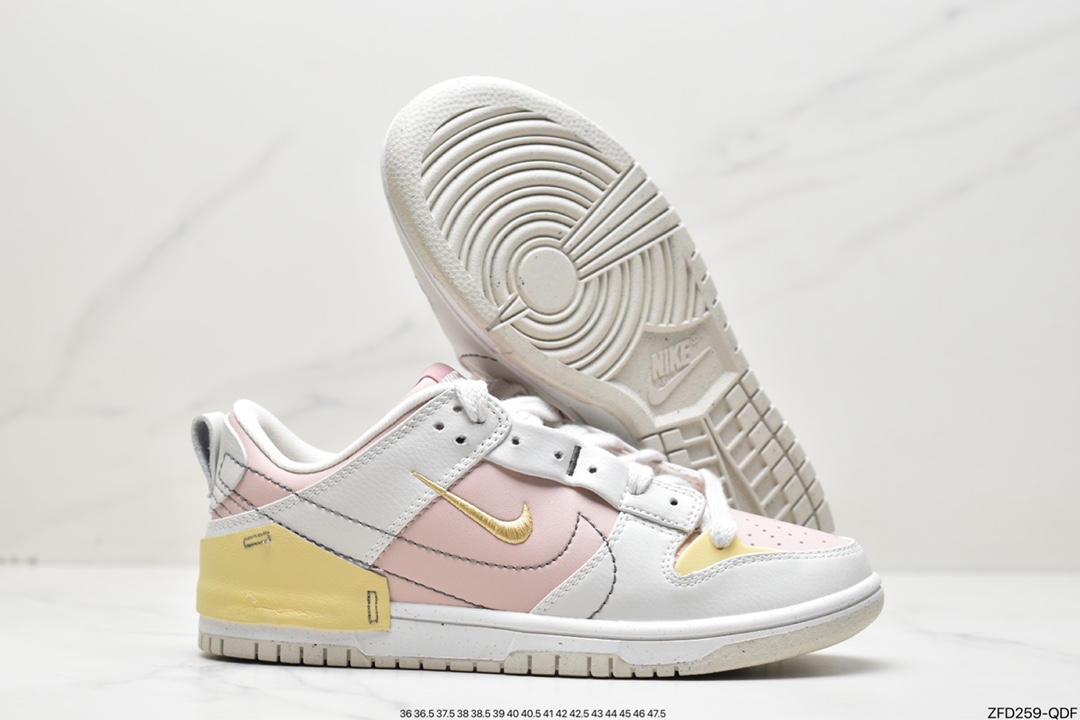 280 Nike Wmns Dunk Low Disrupt 2”Pink Oxford”轻量扣篮破坏二代系列“浅粉白黄解构” DV4024-001