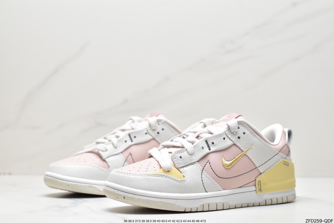 280 Nike Wmns Dunk Low Disrupt 2”Pink Oxford”轻量扣篮破坏二代系列“浅粉白黄解构” DV4024-001