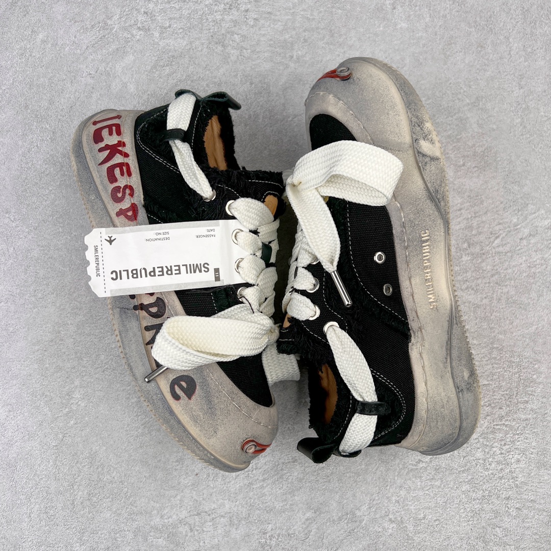 图片[3]-＃开春福利 SMILEREPUBLIC檀健次同款经典新款起司猫低帮开口笑厚底帆布鞋 新晋街头鞋履品牌SMILEREPUBLIC Canvas 系列 以 SMILE 为灵感来源 捕捉潮流 主打柔软的帆布设计 有裁切的羊毛流苏与独特编织技艺 超软水染牛皮内里 注塑成型鞋垫 4cm厘米外增高效果橡胶鞋底 尺码：35 36 37 38 39 40 41 42 43 44-选品中心