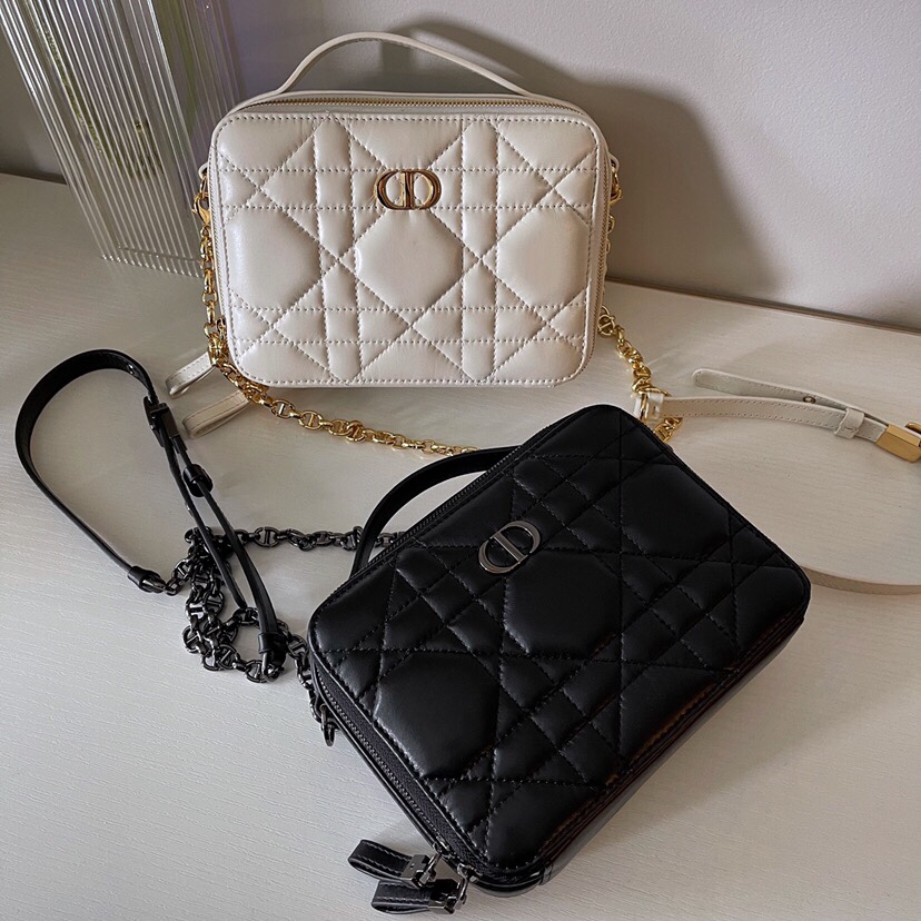 Dior Caro Designer
 Bags Handbags Black White Cowhide Chains
