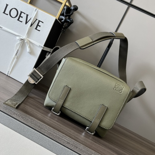 LOEWE Military Messenger Bag in Olive Green Leather with Adjustable Strap 1 LOEWE Military Messenger Bag in Olive Green Leather with Adjustable Strap