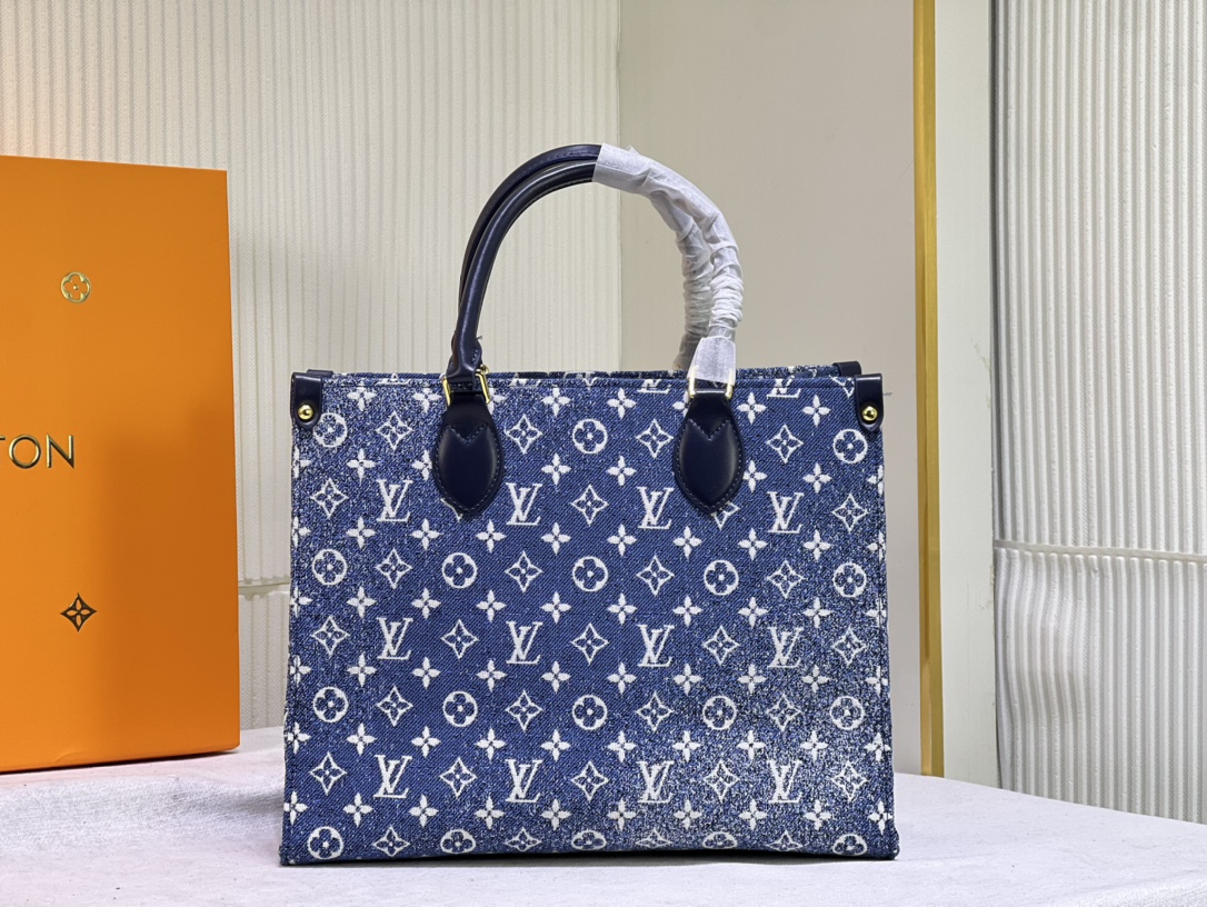 Louis Vuitton LV Onthego Bags Handbags Blue Denim Printing M59608