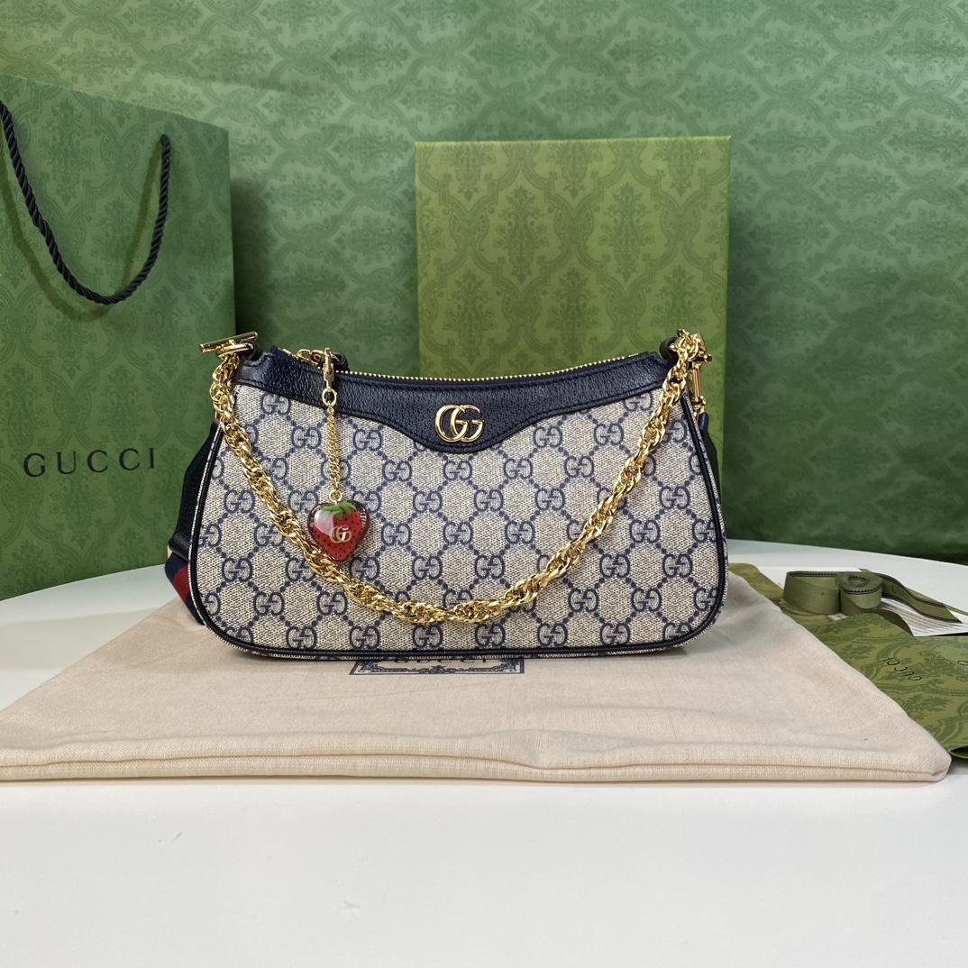 Gucci 735132 Beige Ebony GG Supreme with black trim 25x15 5x6cm shoulder everyday