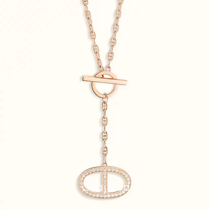 Hermes Jewelry Necklaces & Pendants Platinum Rose Gold Polishing Unisex 925 Silver