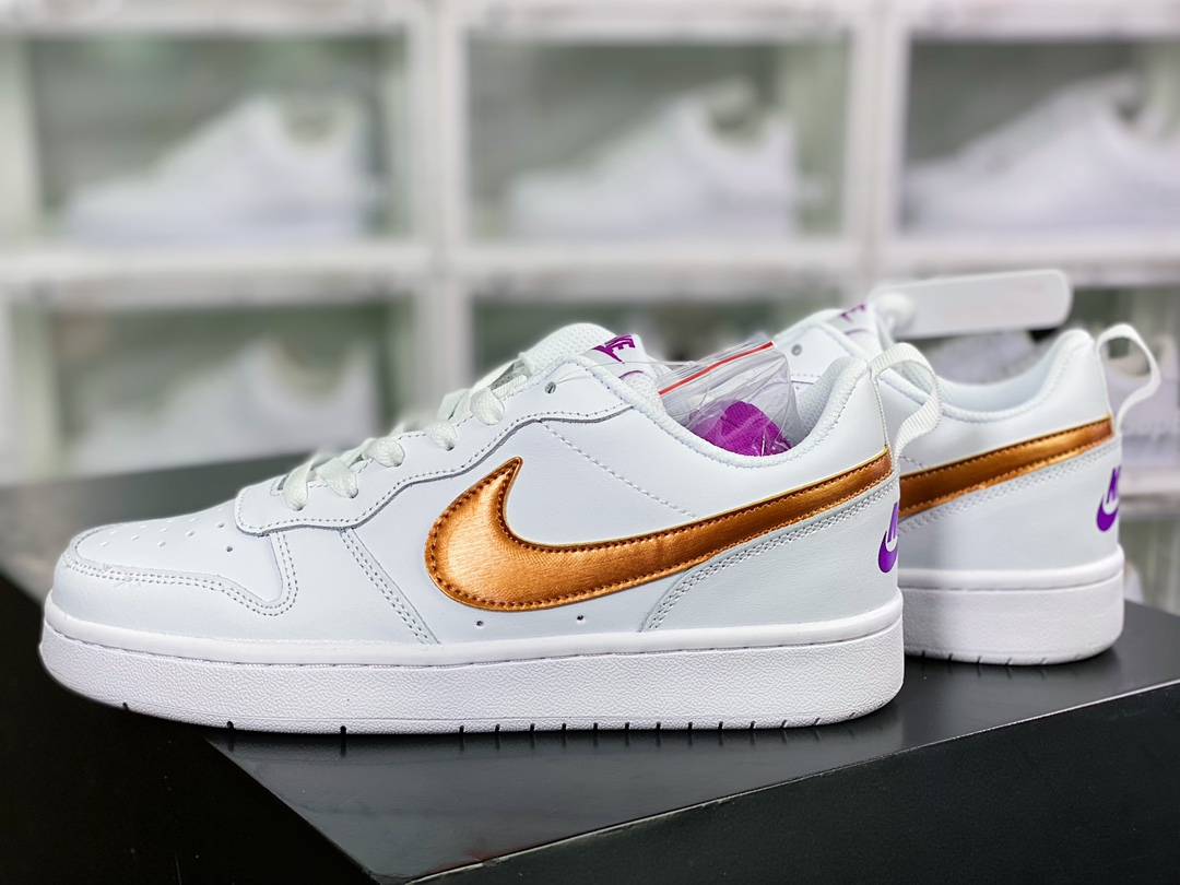 Court Borough Low 2 ”White/Purple/Gold” college series casual sports leather sneakers DQ5979-100