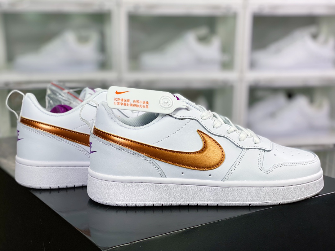 Court Borough Low 2 ”White/Purple/Gold” college series casual sports leather sneakers DQ5979-100