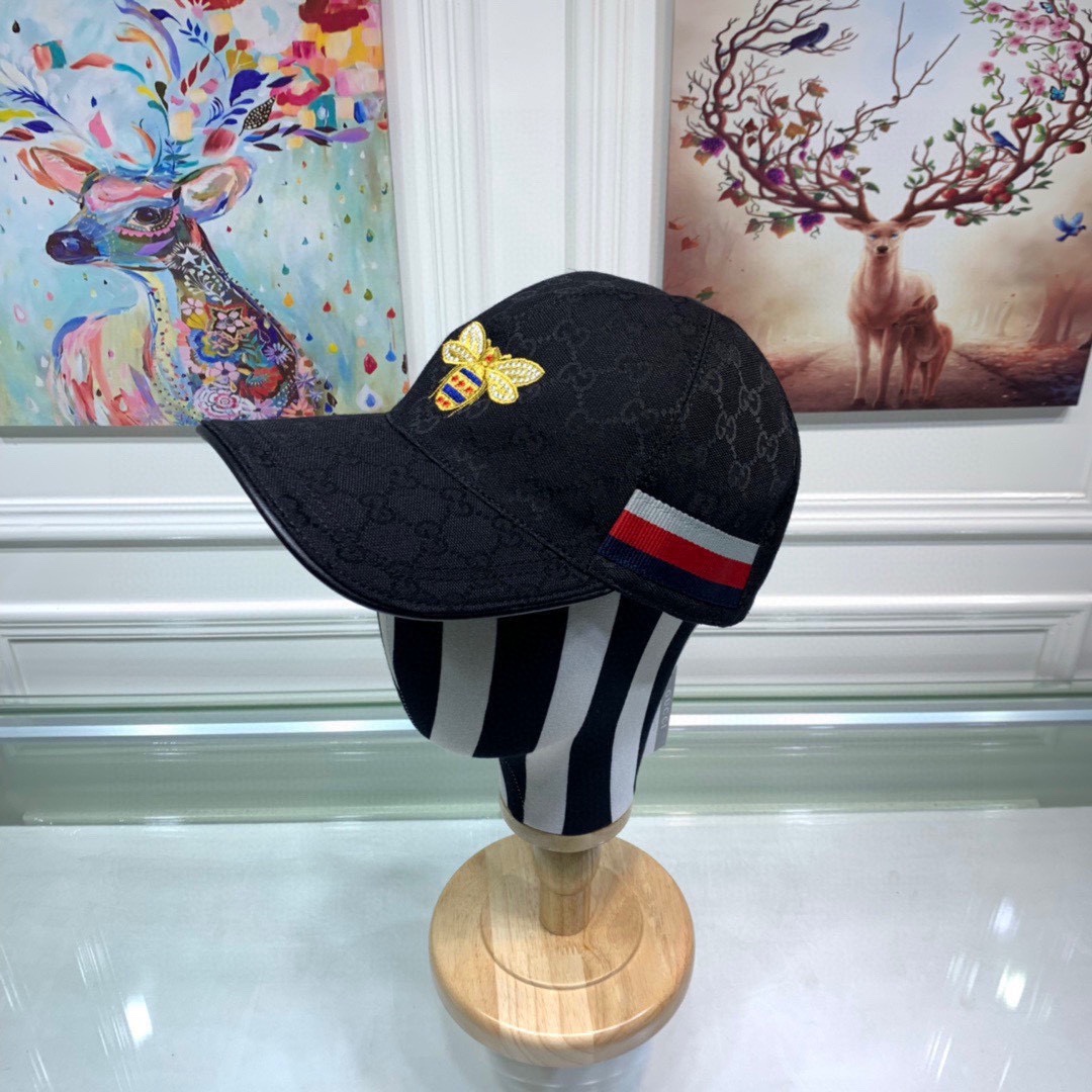 Gucci Hats Baseball Cap Embroidery Canvas Cotton Cowhide