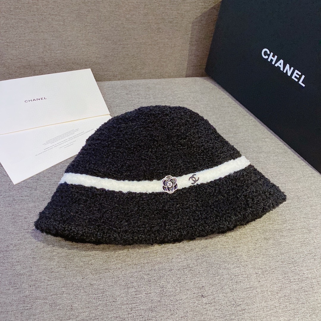 Best Luxury Replica
 Chanel Hats Bucket Hat Knitted Hat Black Khaki White Lambswool Fall/Winter Collection