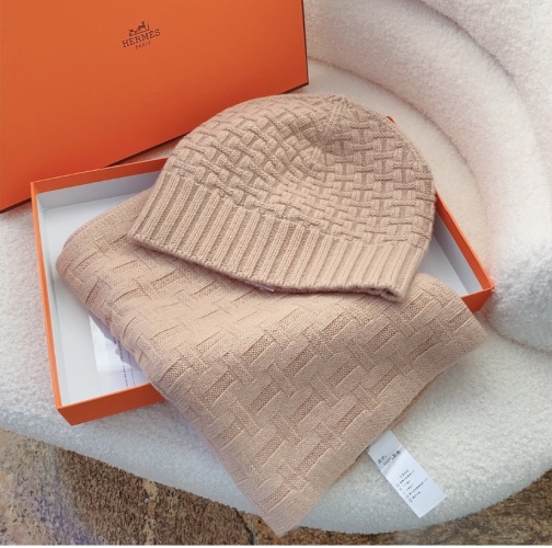 Hermes Wool Hat and Scarf Set - Unisex, Soft, Lightweight - Beige Color 1 Hermes Wool Hat and Scarf Set - Unisex, Soft, Lightweight - Beige Color