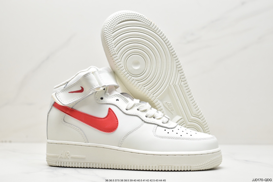 130 耐克Air Force 1 AF1 Low 空军一号中帮板鞋系列 “校园奶白红” 内置全掌solo气垫 315123-126