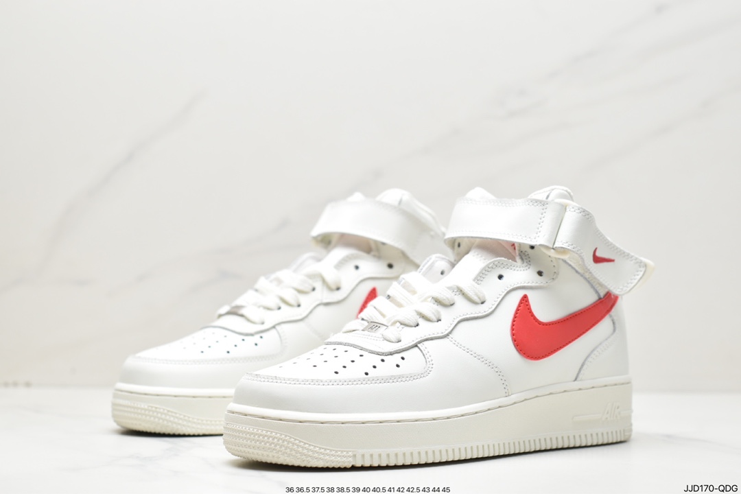 130 耐克Air Force 1 AF1 Low 空军一号中帮板鞋系列 “校园奶白红” 内置全掌solo气垫 315123-126