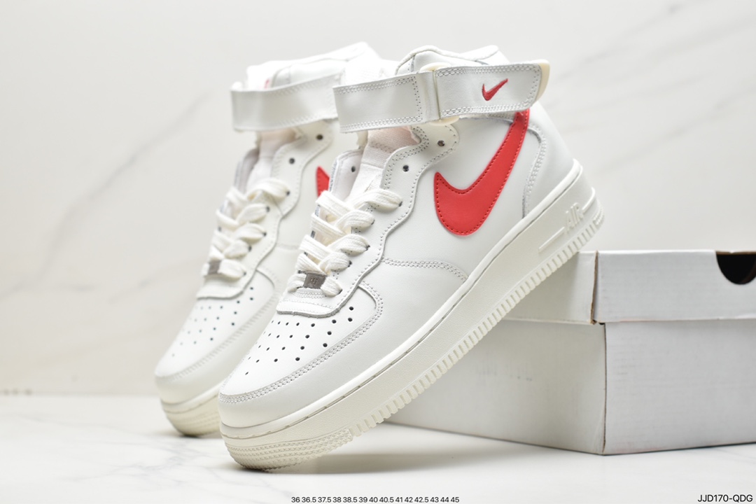 130 耐克Air Force 1 AF1 Low 空军一号中帮板鞋系列 “校园奶白红” 内置全掌solo气垫 315123-126