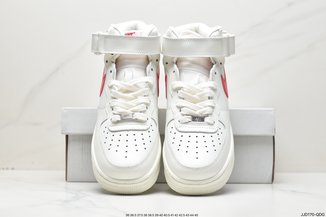 130 耐克Air Force 1 AF1 Low 空军一号中帮板鞋系列 “校园奶白红” 内置全掌solo气垫 315123-126