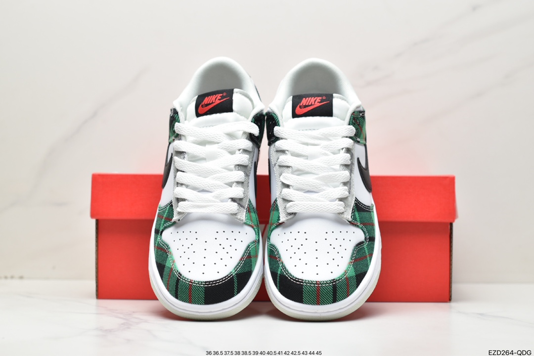 360 NK Dunk Low 白绿红格子 DV0827-100 大厂出品