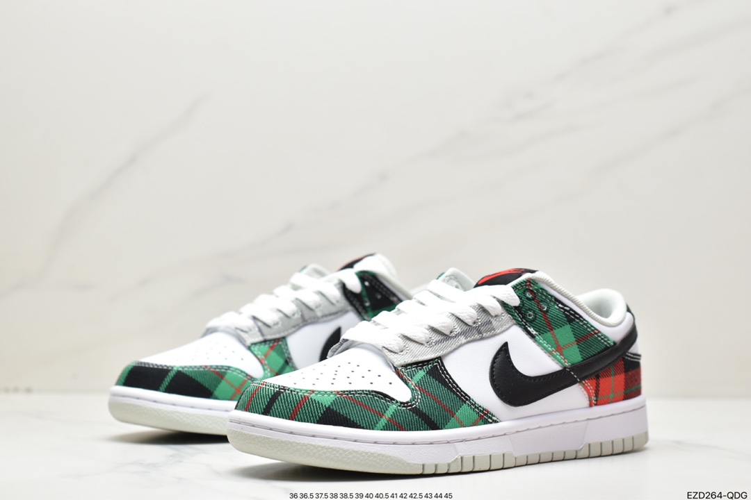 360 NK Dunk Low 白绿红格子 DV0827-100 大厂出品