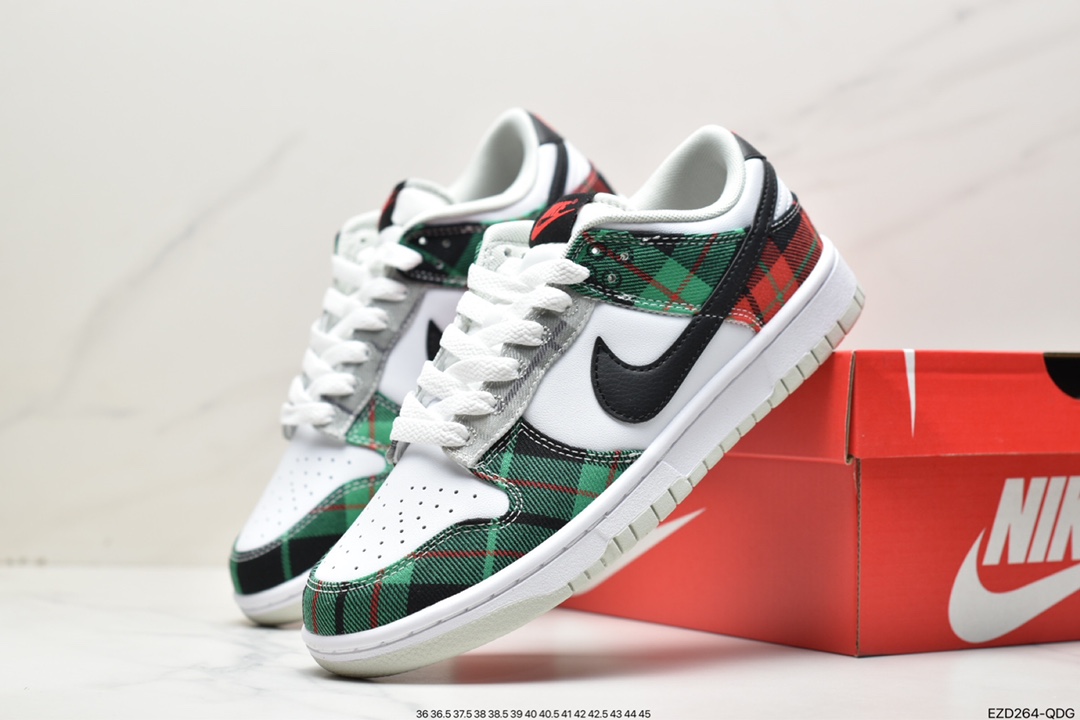 360 NK Dunk Low 白绿红格子 DV0827-100 大厂出品