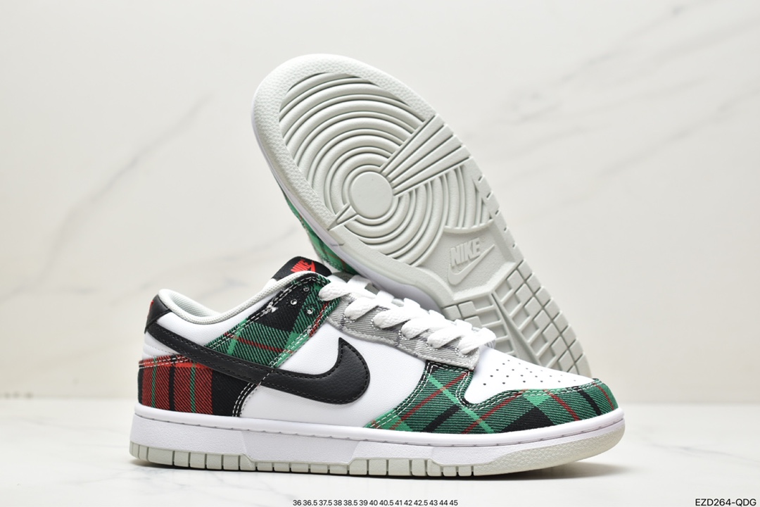 360 NK Dunk Low 白绿红格子 DV0827-100 大厂出品