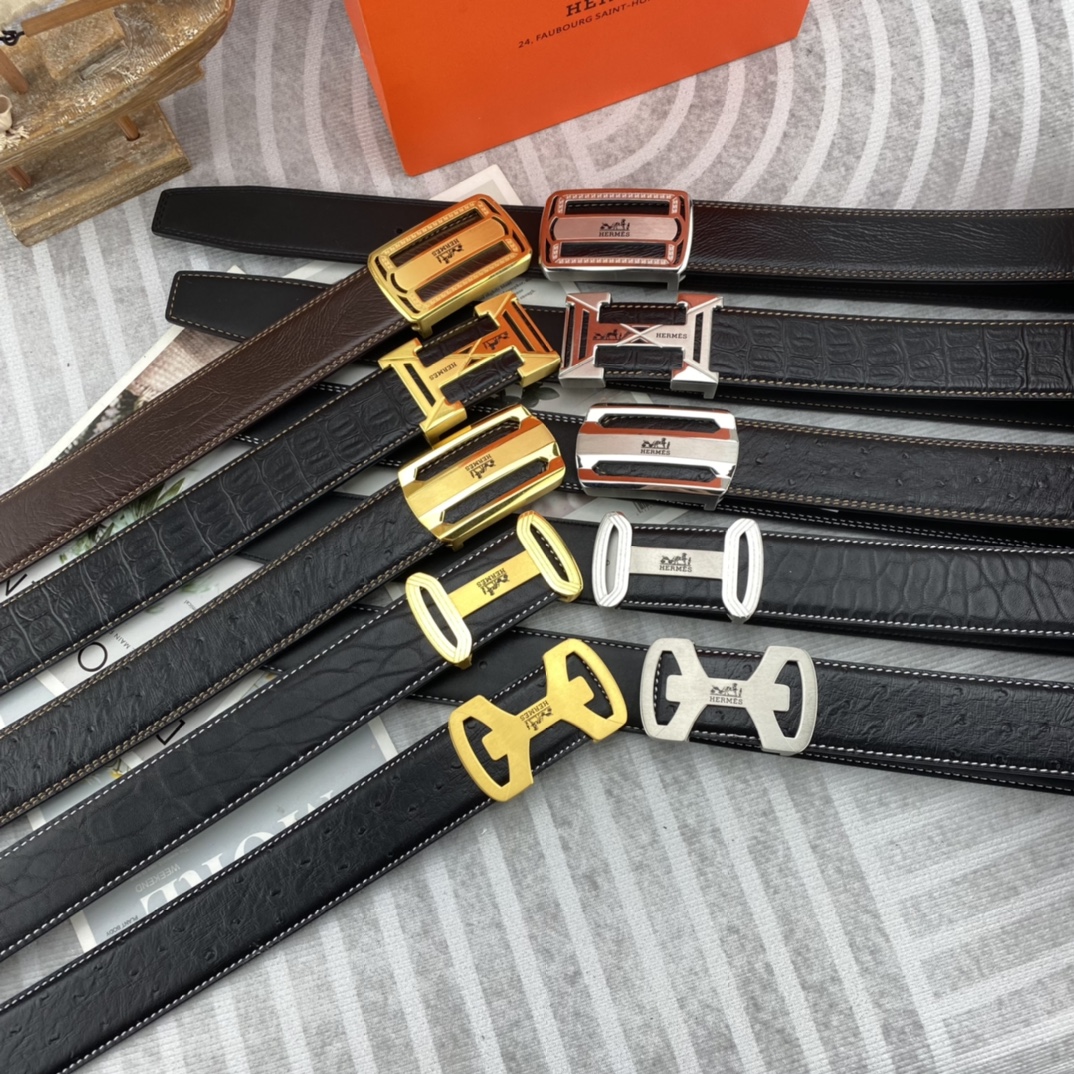 Hermes爱马仕男士双面皮腰带38