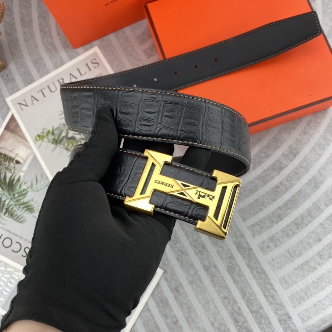 Hermes爱马仕男士双面皮腰带38