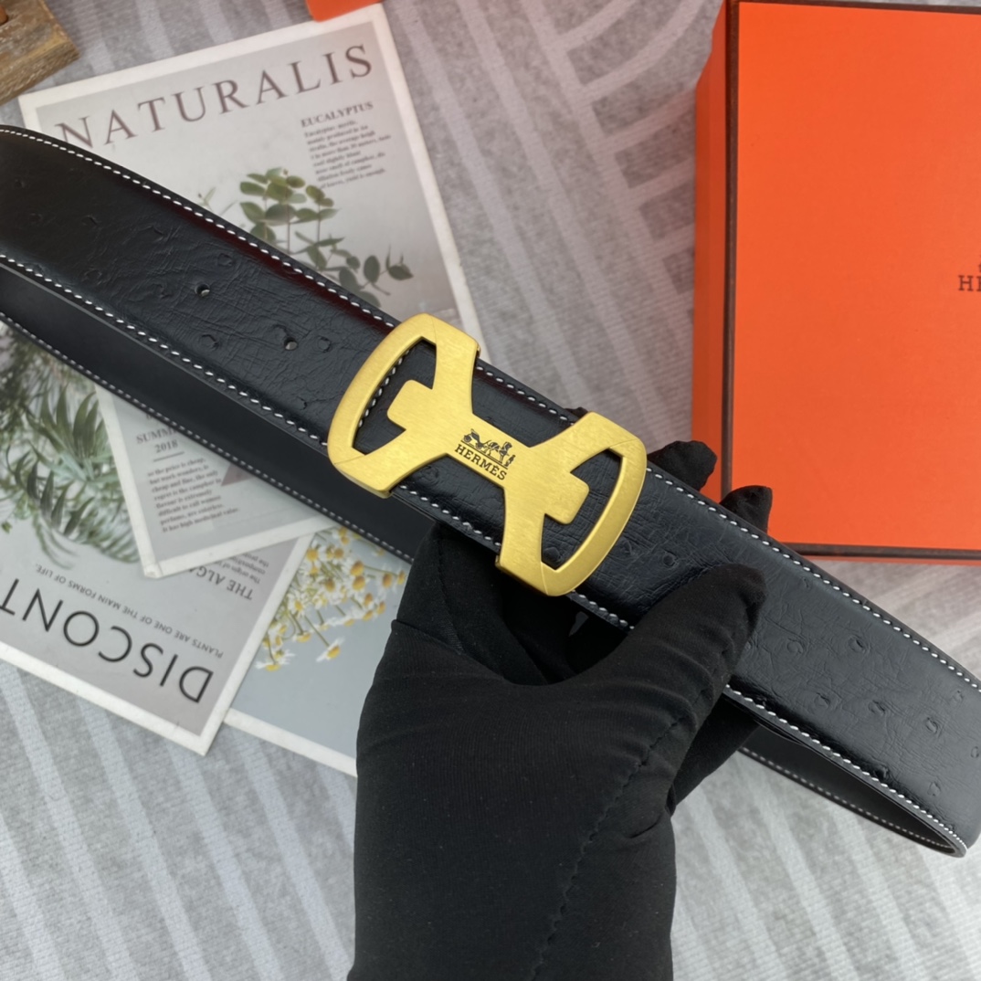 Hermes爱马仕男士双面皮腰带38