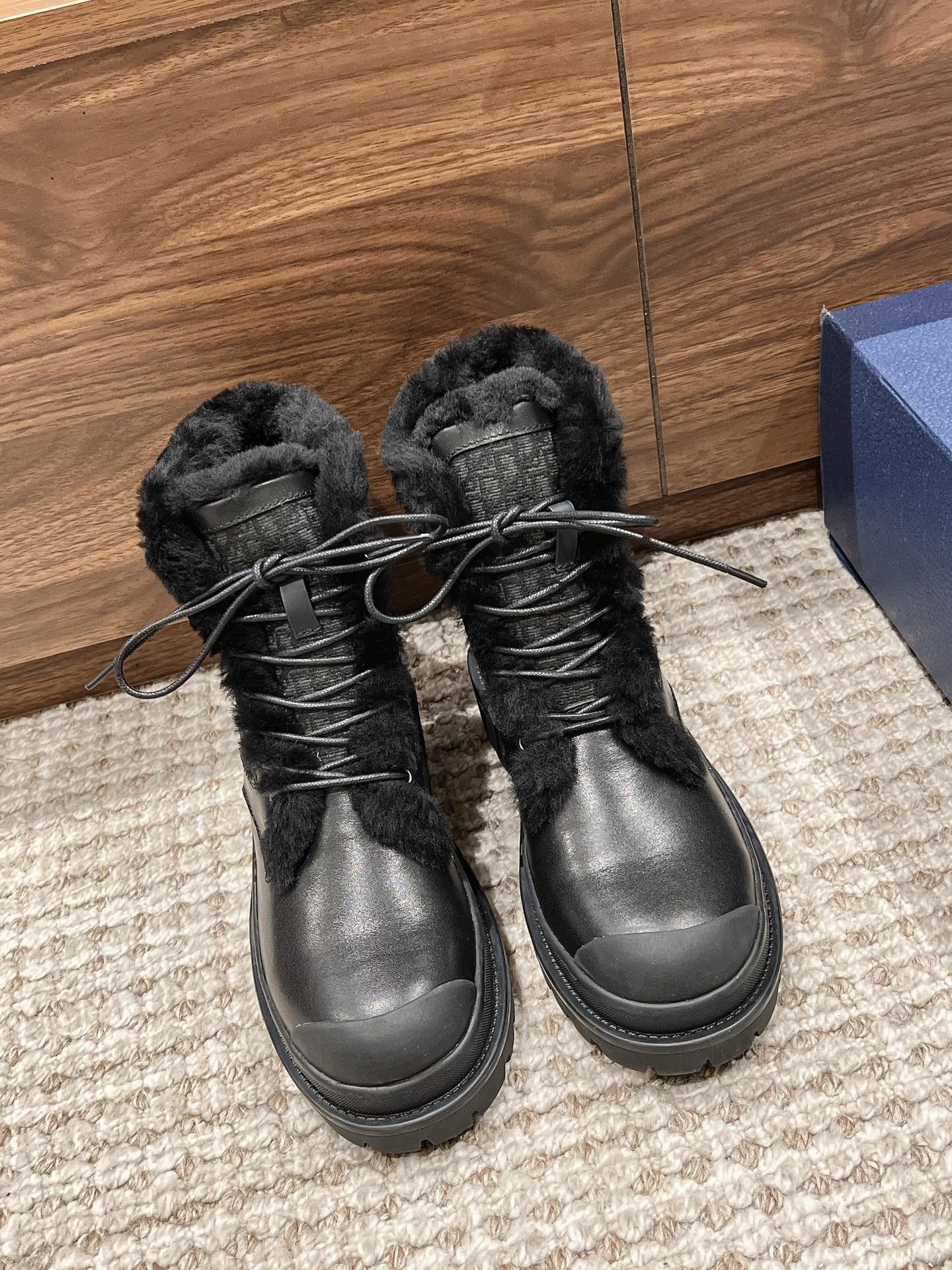 Dior Short Boots Black Empreinte​ Calfskin Cotton Cowhide Genuine Leather Wool Fall/Winter Collection Casual
