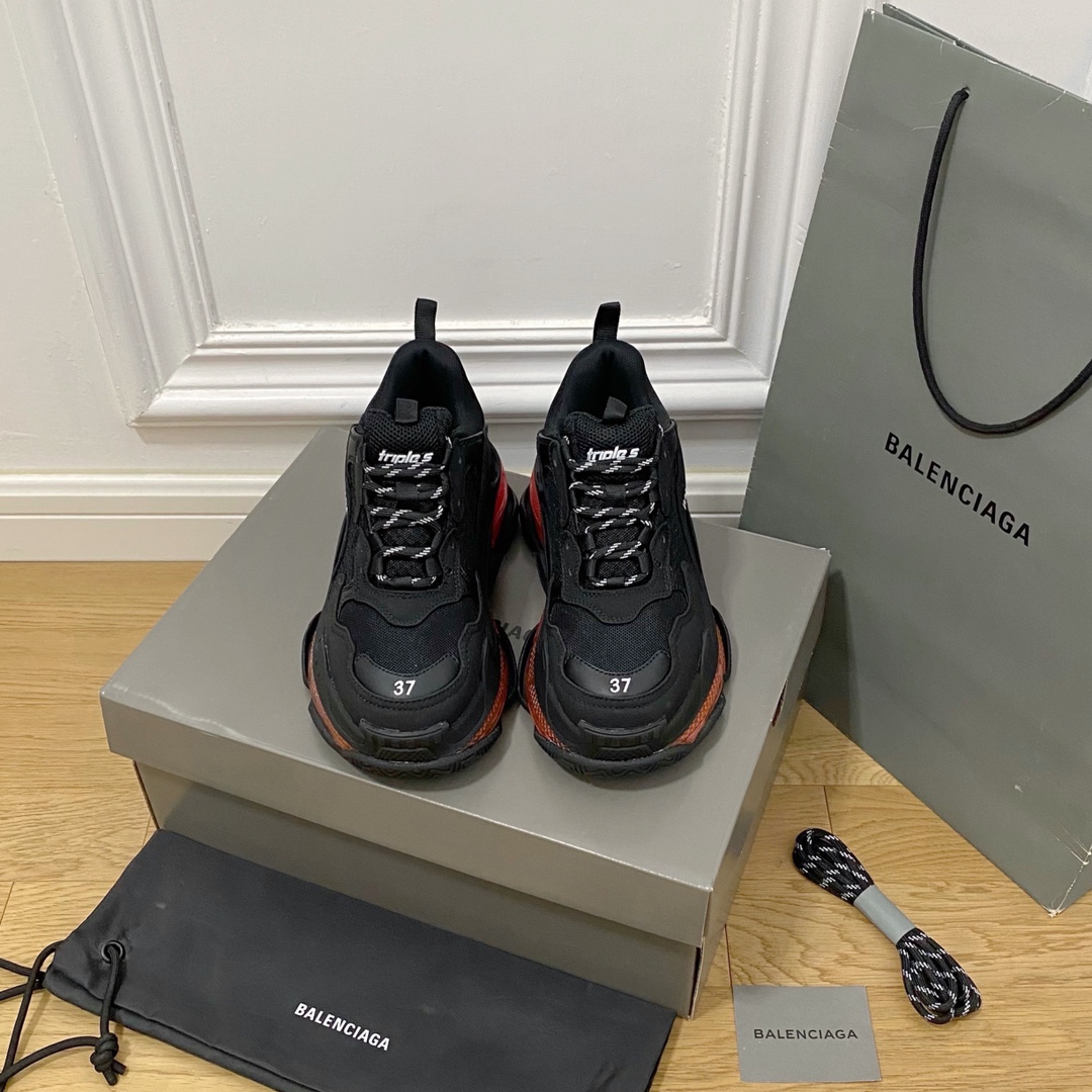 BALENCIAGA negro y rojo · Balenciaga 2022ss nuevos zapatos de papá con colchón de aire de cristal real triles de nuevo …